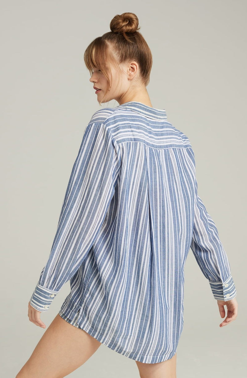 French Navy Stripe Midi Shirt