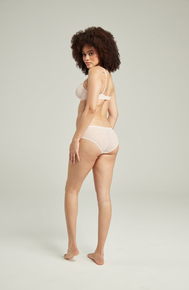 The Sheer Deco Hipster Brief Blush Pink