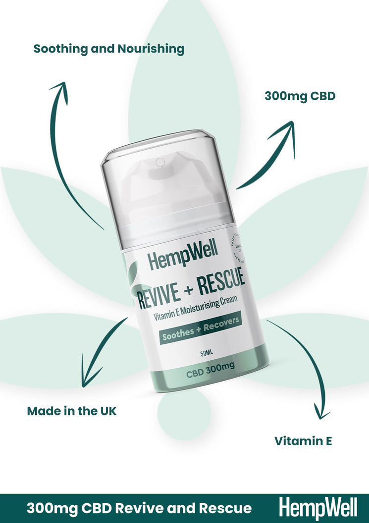 CBD HEMP WELL 300MG REVIVE AND RESCUE FACE CREAM.