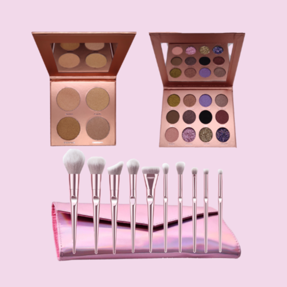 Rose Gold Cosmetic Brushes & Makeup Palettes