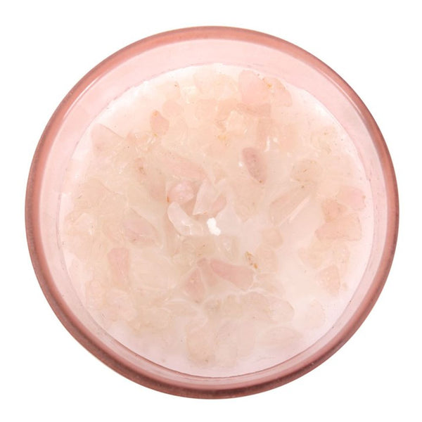 Rose Quartz Crystal Chip Gratitude Candle